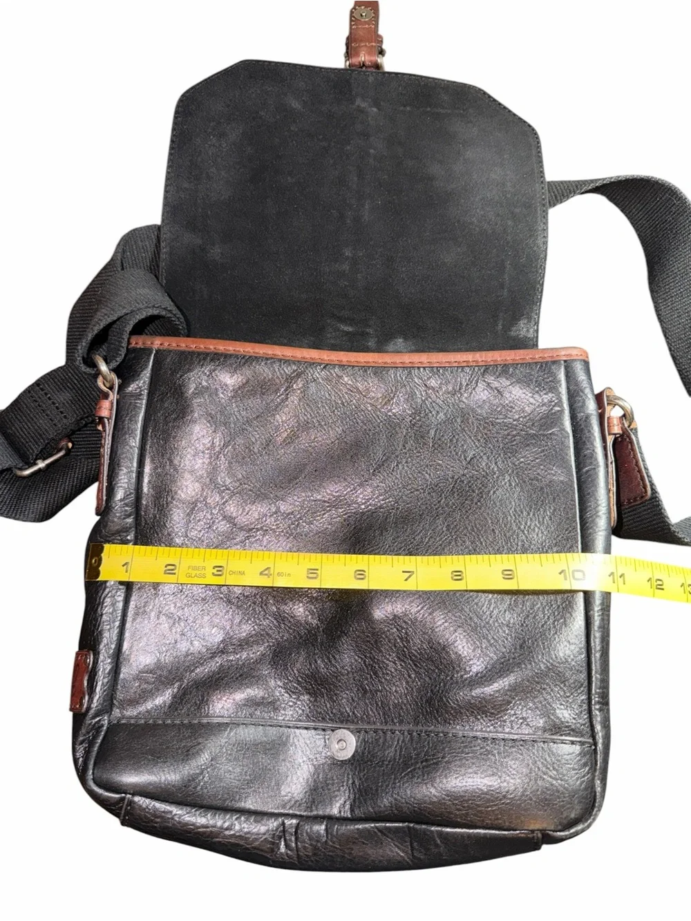 Patricia Nash Black Crossbody Bag with Brown Trim